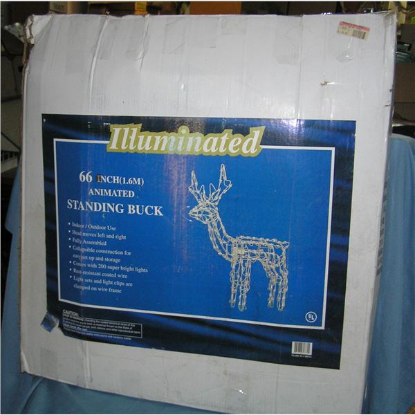 66 inch illuminated and animated standing reindeer buck
