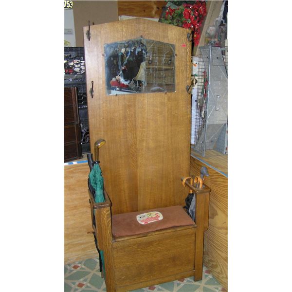 Antique oak hall stand