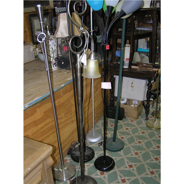Group of 6 vintage to modern floor lamps