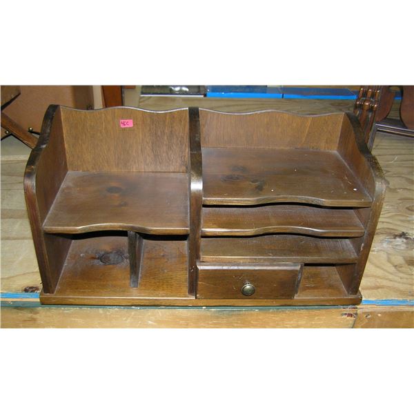 Pine table top desk with drawer and multiple mail slots