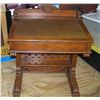 Image 1 : Walnut and leather inlaid slant front desk