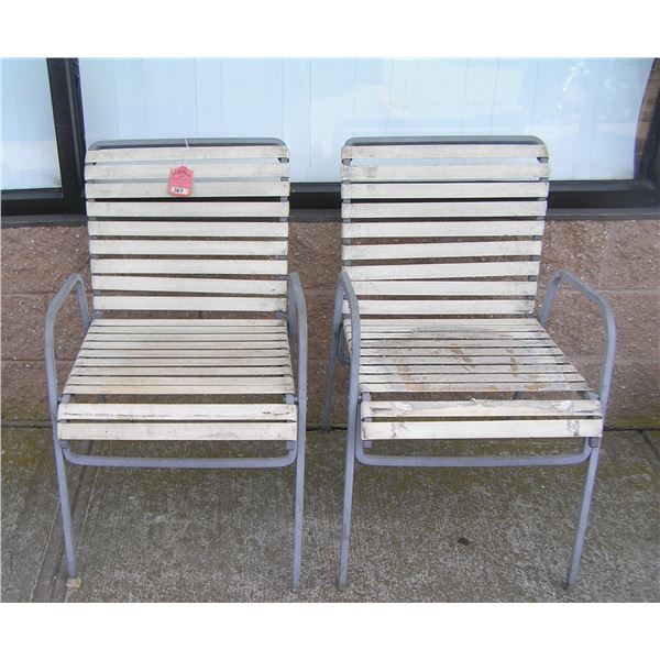 Pair of 1950's lawn chairs all cast aluminum