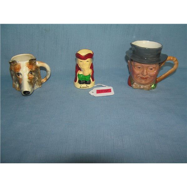 Group of vintage hand painted toby mugs