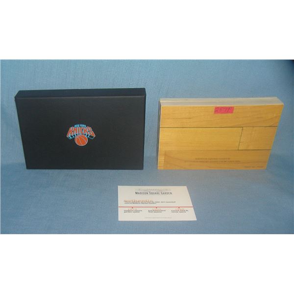 NY Knicks and Madison Square Garden section of hardwood flooring