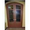 Image 1 : Pair of elegant 8 pane curved top hard wood doors