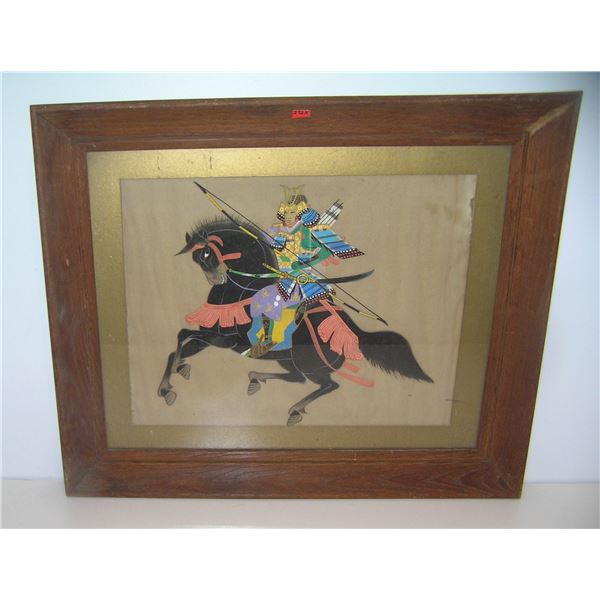 Antique Samurai Warrior painting on silk