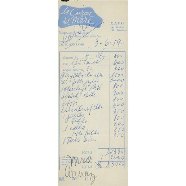Mrs Desi Arnaz signed receipt