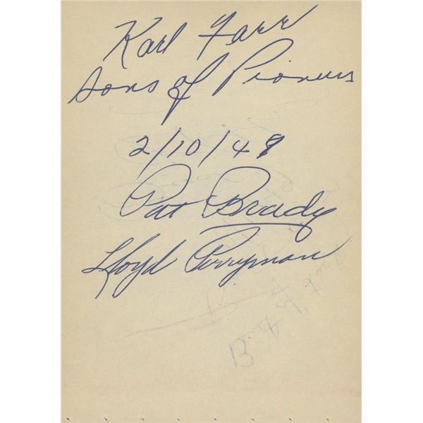 The Sons of the Pioneers signature cut