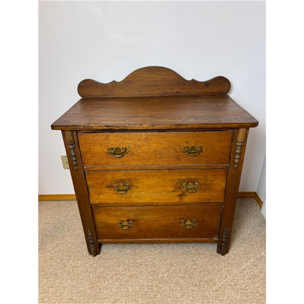 Vintage Three Drawer Wooden Dresser