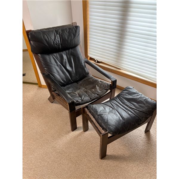 Made in Norway Wooden Armchair & Ottoman