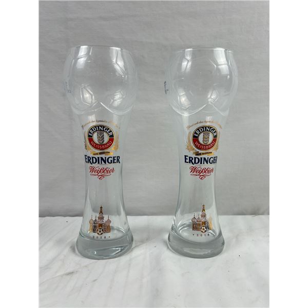 Erdinger Soccer Themed Beer Glasses.
