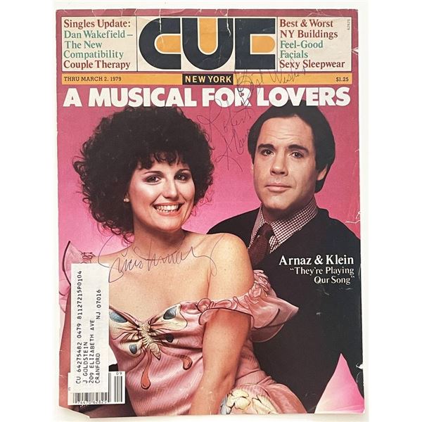 Robert Klein and Lucie Arnaz signed magazine page