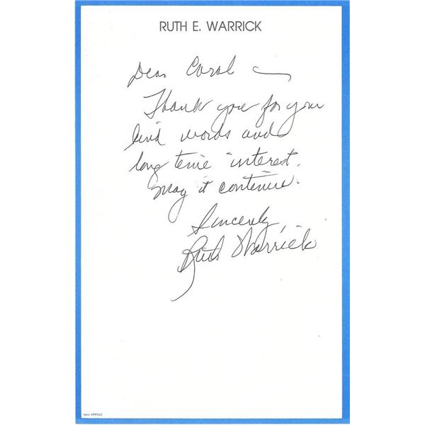 Old Yeller Ruth Warrick signed letter
