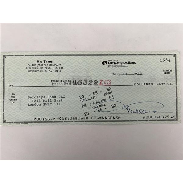 Mel Torme signed check