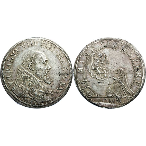 Urbanus VIII 1623-1644 Piastra (Ecu d'argent), Rome, AN XX, 1643,  AG 32,58 g. Ref: MIR 1697/2 (R),