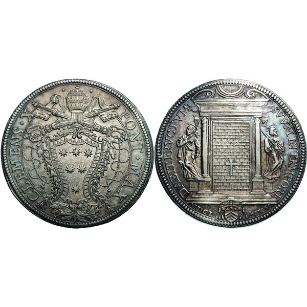 Clemens X 1670-1676 Piastra, Rome, 1675, AG 31,61 g. Ref: MIR 1950/2, Munt. 16, Berman 2005 Conserva