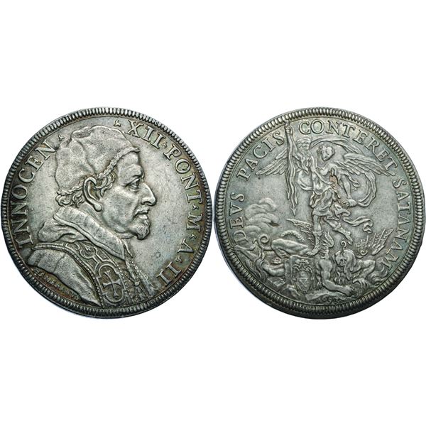 Innocentius XII 1691-1700 Piastra, Rome, AN II, 1693, AG 32 g. Ref: MIR 2125/2 (R2), Munt. 16 a),  B
