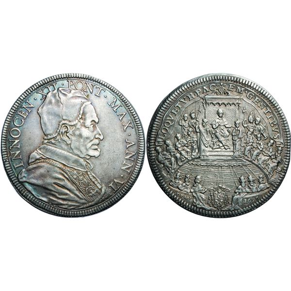 Innocentius XII 1691-1700 Piastra, Rome, AN VI, 1696, AG 32 g. SV  (Ferdinand de Saint-Urbain, incis