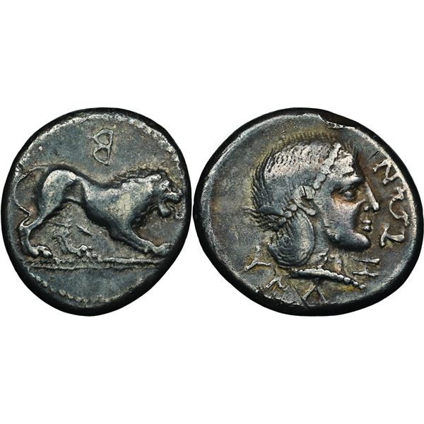 Vélie Nomos, vers 465-440 av. J.C., AG 7.32 g.  Avers : Lion en défense à droite sur une double lign