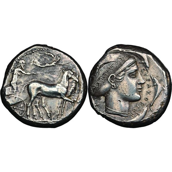 Seconde Démocratie,  vers 466-405 avant J.C. Tétradrachme, 430-420 av. J.C., AG 17.35 g Avers: Quadr