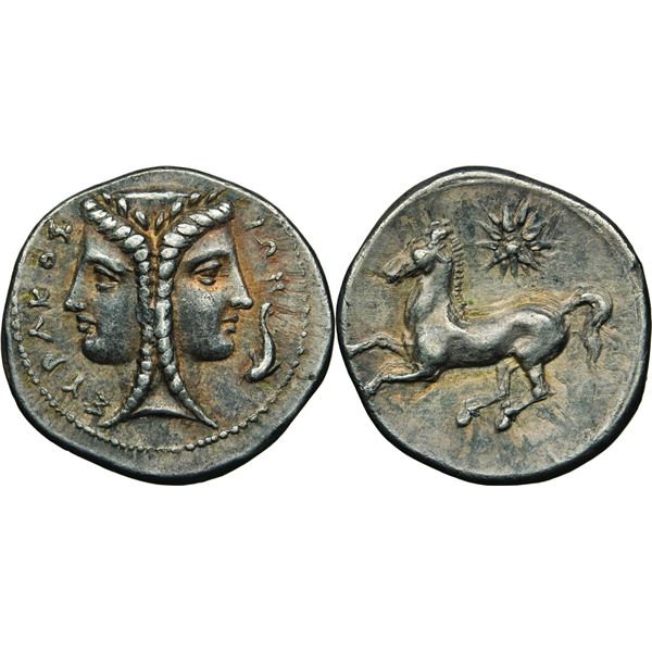 Timoléon et la III ème Démocratie  344-317 avant J.C.  2 Litra, 344 -336 av. J.C., AG 1.59 g.  Avers