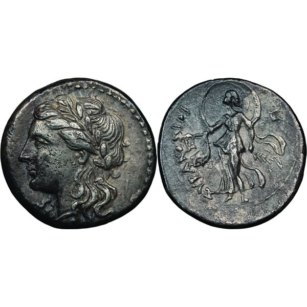 Hiéron II, 275-215 avant J.C.  2.5 Litrai 275-215 av. J.C., AG 2.18 g.  Avers : Tête laurée d'Apollo