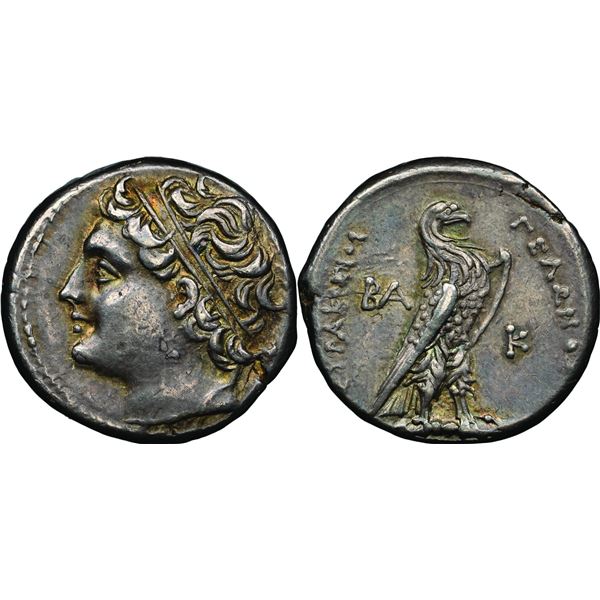 Gelon, fils de Hiéron II, 275-215 avant J.C.   4 Litrai, Drachme, frappée vers 218-214 av. J.C., off