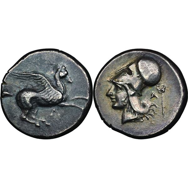 Leukas Statère, AG 8.50 g.  Ref : BMC Corinth, p. 129, 51 Ex Nomisma 23, 2003, Lot 1294 Grading : NG