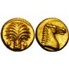 Image 1 : ZEUGITANIE 1/10 de statère d'or, Carthage, 340-320 avant J.C.,  AU 0.94 g. Avers : Palmier   Revers 