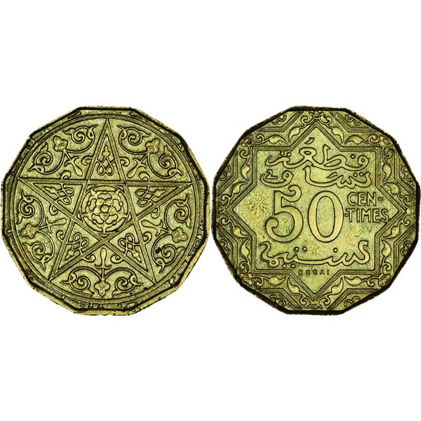 Moulay Yussef I (1330-1346 H / 1912-1927) 50 Centimes ESSAI 12 pans, ND (1357 H-1938) , bronze-alu 5