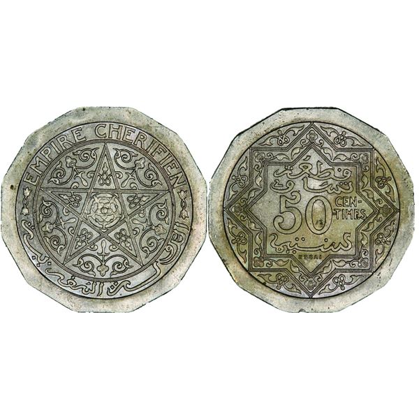 Moulay Yussef I (1330-1346 H / 1912-1927) 50 Centimes ESSAI 12 pans, ND (1357 H-1938) , Cu-Ni 13.4 g
