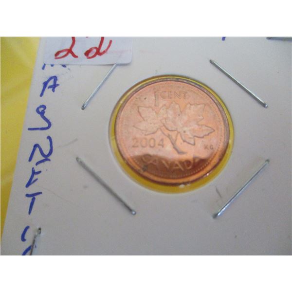 ASSORTMENT OF 4 CANADA PENNIES (2003 & 2004)