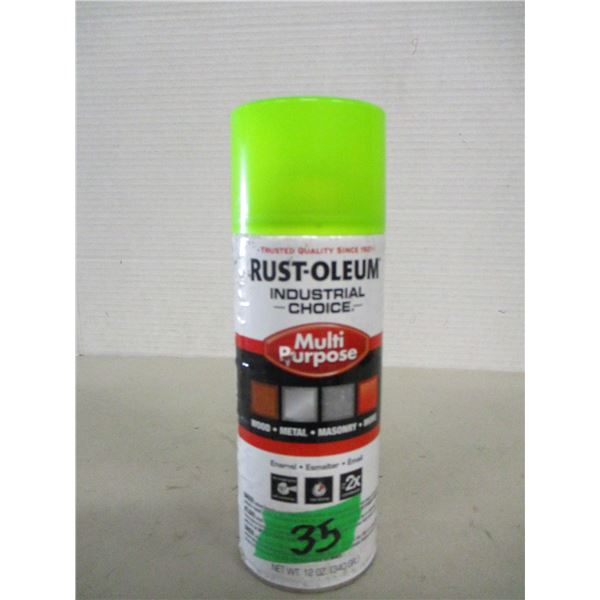 LIKE NEW:  RUSTOLEUM FLUORESCENT GREEN PAINT (340G) - CAN