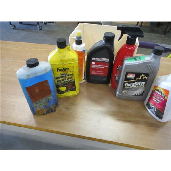 TOTE C/W ASSORTED OILS & CLEANERS