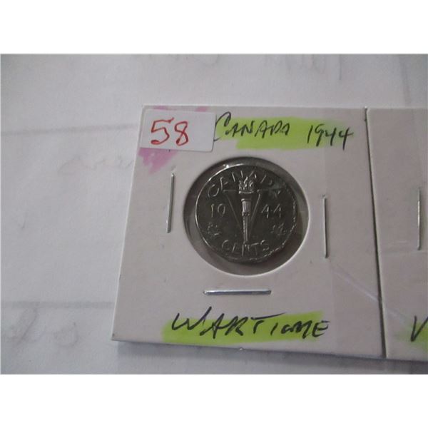 1944 & 1945 CANADA VICTORY WORLD WAR II NICKELS