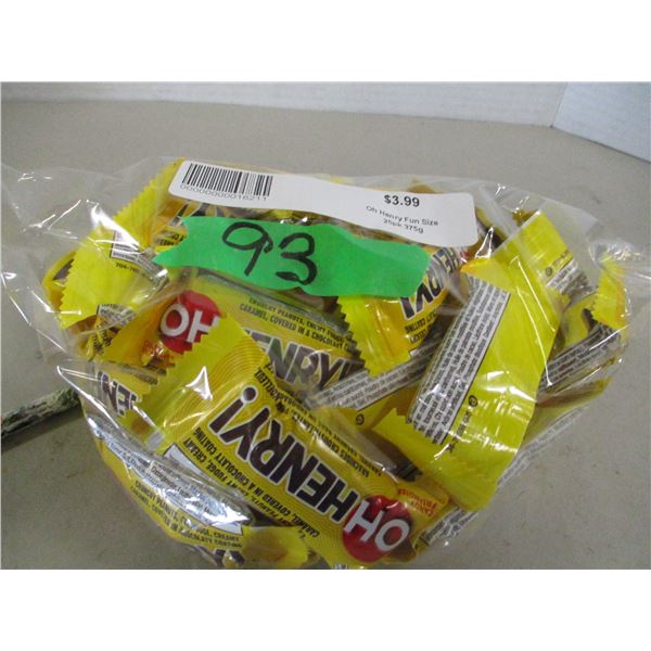 SHELF PULLS (AS IS):  O-HENRY FUN SIZE BARS (25) - BAG