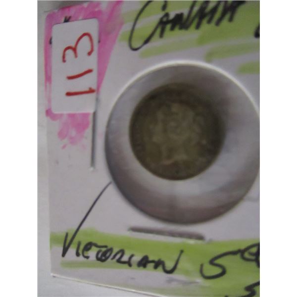 1880 VICTORIAN CANADA SILVER FIVE CENT
