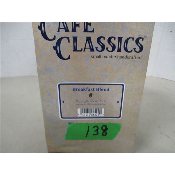SHELF PULLS (AS IS):  BREAKFAST BLEND COFFEE (15 SINGLE PODS) - PACKAGE