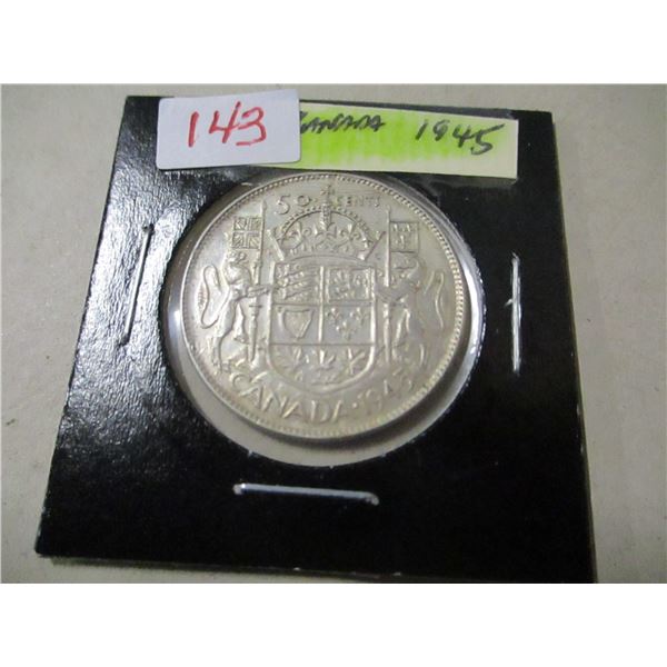 1945 CANADA KING GEORGE VI SILVER HALF DOLLAR