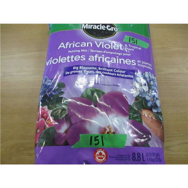 SHELF PULLS (AS IS):  POTTING SOIL FOR AFRICAN VIOLETS & TROPICAL PLANTS (8.8L) - BAG