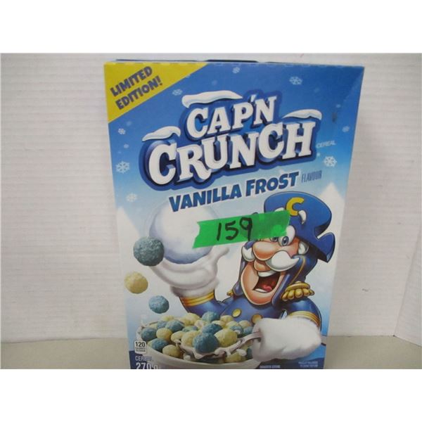 SHELF PULLS (AS IS):  CAPTAIN CRUNCH VANILLA FROST CEREAL (270G) - BOX