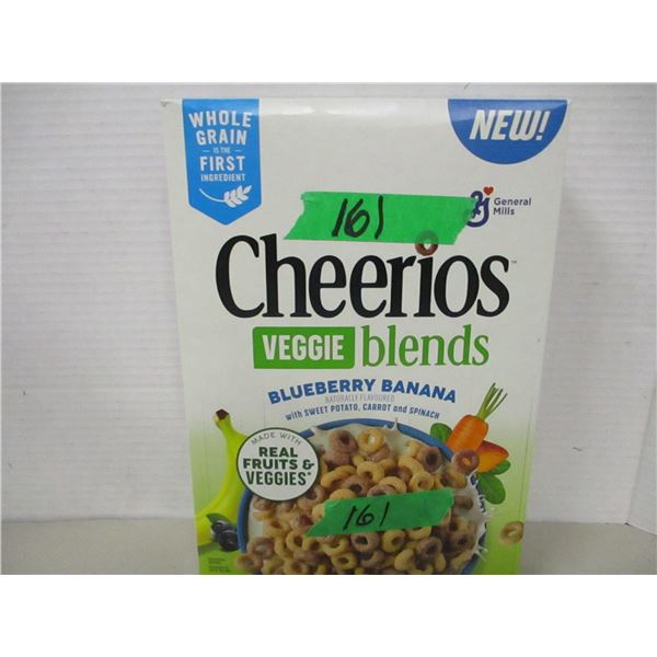 SHELF PULLS (AS IS):  CHEERIOS VEGGIE BLEND BLUEBERRY BANANA CEREAL (300G) - BOX