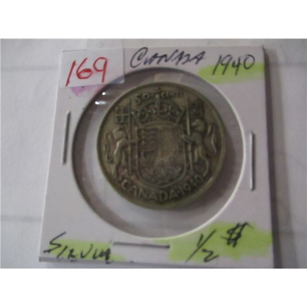 1940 CANADA KING GEORGE VI SILVER HALF DOLLAR