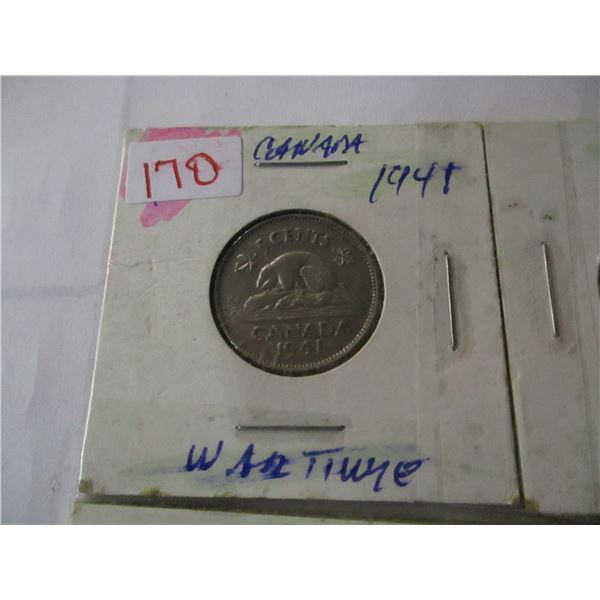 1941 - 1942 WARTIME NICKELS & 1956 12 SIDED CANADA NICKELS