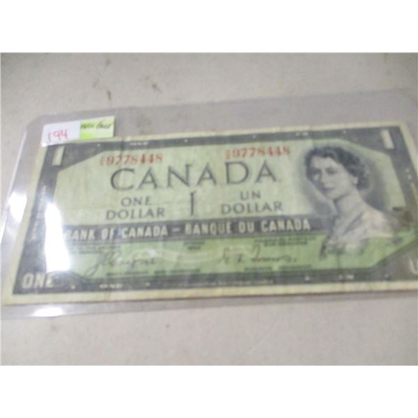 1954 DEVILS FACE CANADA DOLLAR BILL