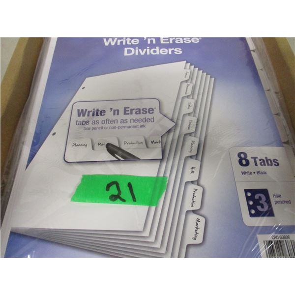 NEW:  BOX C/W WRITE & ERASE DIVIDERS