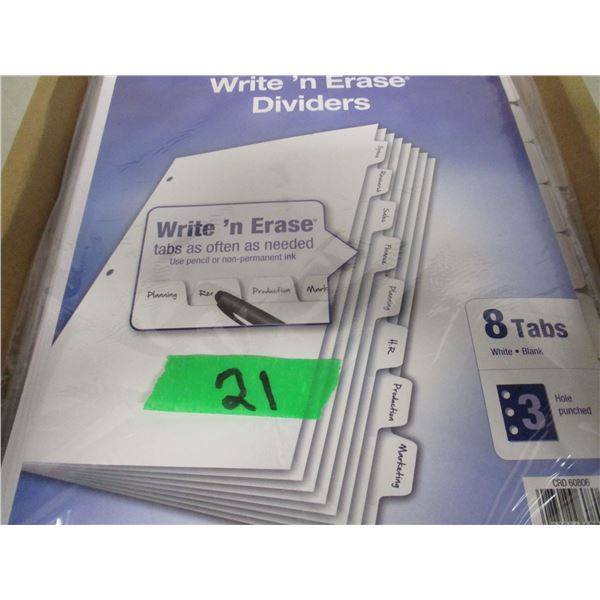 NEW:  BOX C/W WRITE & ERASE DIVIDERS