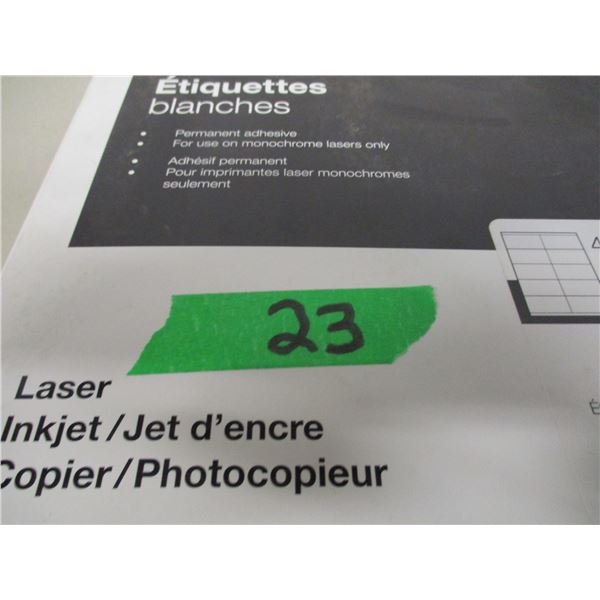 NEW:  BOX C/W 4" X 2" WHITE LABELS