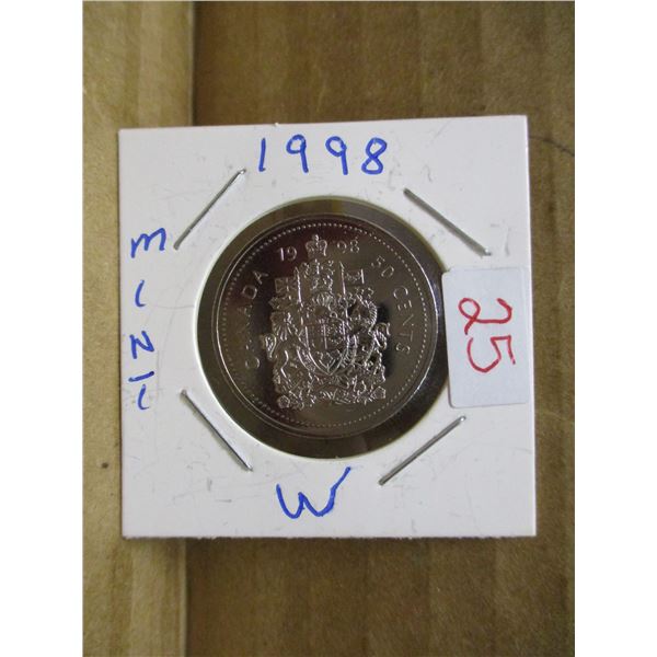 1998 CANADA FIFTY CENT COIN