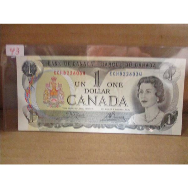 1973 CRISP UNCIRCULATED LAST OF CANADA $1 BILL